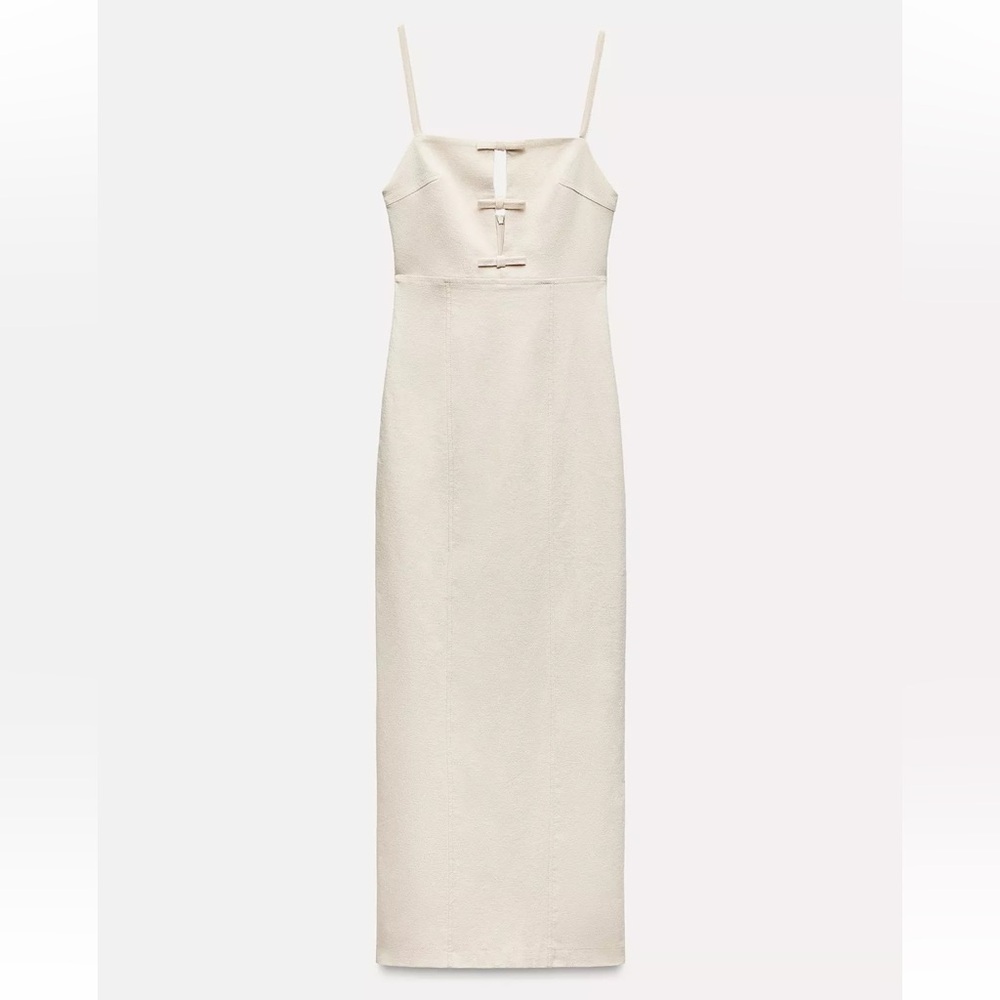 New Zara Elegant Cream Midi Dress